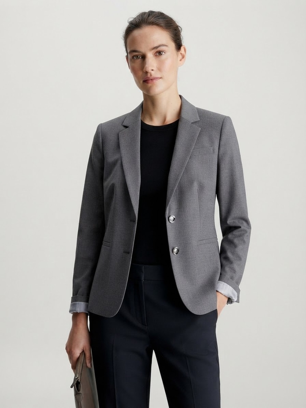 Calvin Klein Women's Gray Charcoal Two Button Blazer Jacket Size 4 NWT